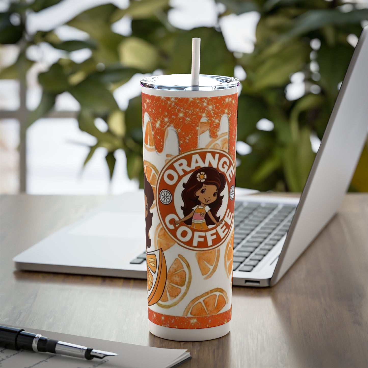 Skinny Steel Tumbler with Straw, 20oz