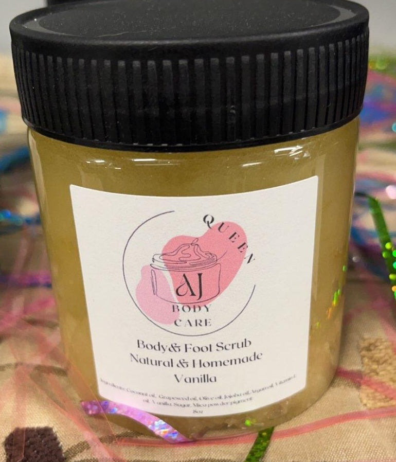 8 oz. Body and foot scrub-Queen AJ Body Care